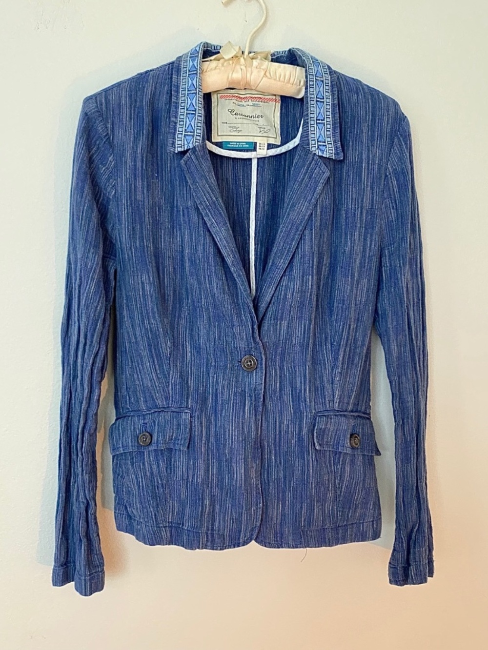 ANTHROPOLOGIE - Women's Cotton Blazer Jacket - Pretty Details Size 10